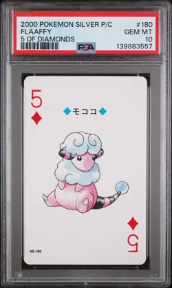 2000 POKEMON SILVER VERSION PLAYING CARDS 5 OF DIAMONDS #180 FLAAFFY PSA 10 - Image 1