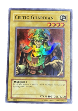 Celtic Guardian LOB-007 Super Rare Vintage Yugioh LP Shiny Rainbow Toned Card - Image 1