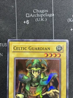 Celtic Guardian LOB-007 Super Rare Vintage Yugioh LP Shiny Rainbow Toned Card - Image 4