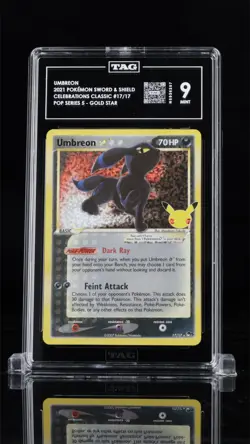 Pokemon 2021 Umbreon Gold Star Celebrations Classic Collection 17/17 TAG 9 MINT - Image 1