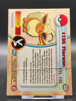 Pokemon Card - Flareon #136 - Pokemon Topps Series 3 - Blue Logo - DMG - Image 2