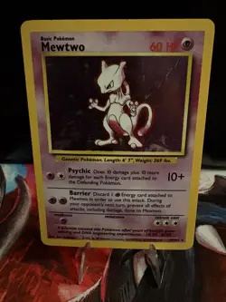 Mewtwo 010/102 Base Set Holo Unlimited Rare Card LP Vintage Pokemon Card - Image 1