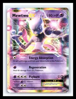 💥 Pokemon Card Mewtwo EX 52/108 XY Evolutions Half Art Ultra Rare Holo - Image 1