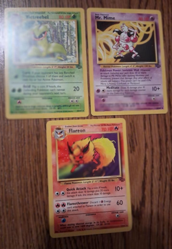 pokemon 3 Card Lot Rare Jungle Cards Flareon - Mr. Mime - Victreebel UP Conditio - Image 1