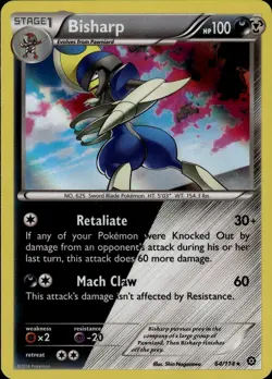 Bisharp Holo Rare XY Steam Siege 64/114 Darkness Metal Holo Pokemon Card - Image 1