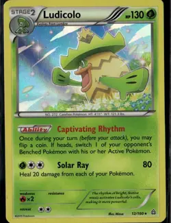Ludicolo Holo Rare XY Primal Clash 12/160 Grass Holo Pokemon Card - Image 1