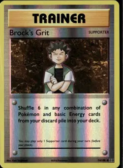 Brock's Grit Uncommon XY Evolutions 74/108 Supporter Reverse Holo Pokemon Card - Image 1
