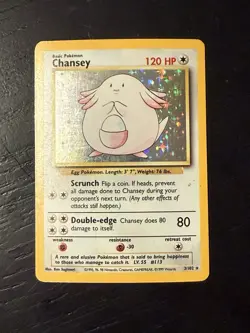 1999 Pokemon Chansey Holo 3/102 Base Set WOTC Vintage Card - Image 1
