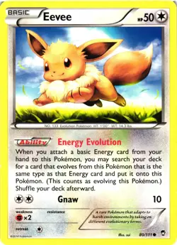Pokemon TCG Eevee 80/111 Furious Fists Common XY MP - Image 1