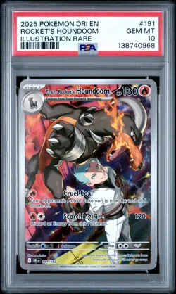 2025 POKEMON DRI EN-ILLUSTRATION RARE #191 TEAM ROCKET'S HOUNDOOM PSA 10 - Image 1