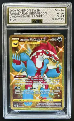 2020 Pokemon SWSH Vivid Voltage Galarian Obstagoon #198/185 AGS 9.5 - Image 1