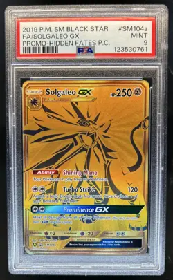 2019 Pokemon Black Star Solgaleo GX Full Art Hidden Fates #SM104a PSA 9 - Image 1
