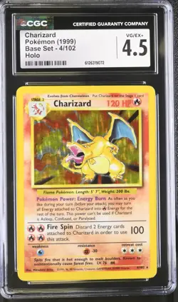 CGC 4.5 Charizard 1999 Base Set 4/102 Holo Pokemon Card - Image 1