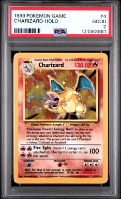 1999 POKEMON BASE SET UNLIMITED #4 CHARIZARD-HOLO PSA 2 - Image 1