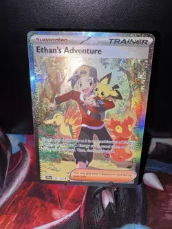 Pokemon TCG Destined Rivals Ethan's Adventure Full Art Trainer Card 236/182 Sir - Image 1
