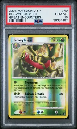 PSA 10 GEM Grovyle Reverse Holo 2008 Pokemon Diamond Pearl Great Encounters #40 - Image 1
