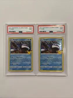 LOT OF 2 SEQUENTIAL FRESH PSA SLABS 2021 POKEMON CELEBRATIONS #003 KYOGRE PSA 9 - Image 1