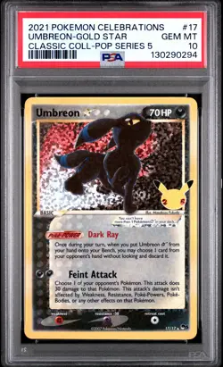 2021 POKEMON CELEBRATIONS CLASSIC COLL #17 UMBREON-GOLD STAR PSA 10 - Image 1