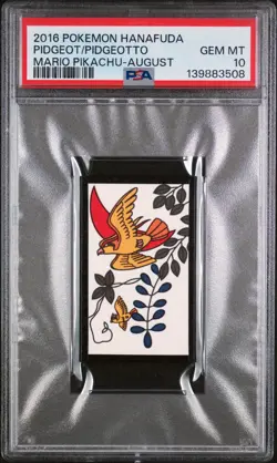 2016 POKEMON HANAFUDA MARIO PIKACHU AUGUST PIDGEOT/PIDGEOTTO PSA 10 - Image 1