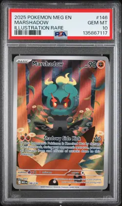 2025 POKEMON MEG EN-MEGA EVOLUTION ILLUSTRATION RARE #146 MARSHADOW PSA 10 - Image 1