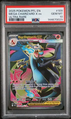 2025 Pokemon Phantasmal Flames PFL En Mega Charizard X Ex Ultra Rare #109 PSA 10 - Image 1