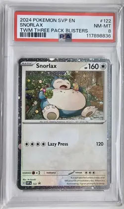 2024 POKEMON SVP EN-SV BLACK STAR PROMO #122 SNORLAX PSA 8 - Image 1