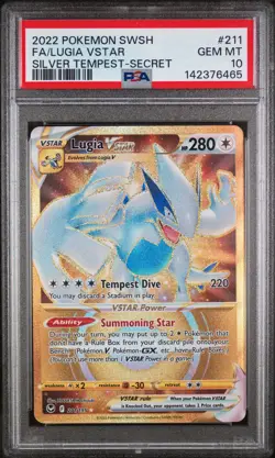 2022 POKEMON SWORD & SHIELD SILVER TEMPEST SECRET FULL ART/LUGIA VSTAR PSA 10 - Image 1