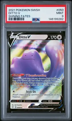 2021 POKEMON SWORD & SHIELD SHINING FATES #050 DITTO V PSA 9 - Image 1