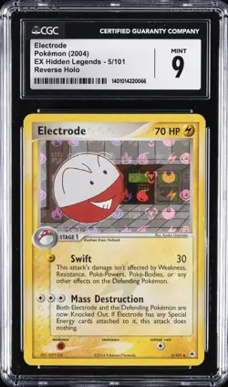 2004 POKEMON EX HIDDEN LEGENDS REVERSE HOLO #5/101 ELECTRODE CGC 9 - Image 1