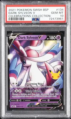 2021 POKEMON SWSH BLACK STAR PROMO CELEBRATIONS COLL #134 DARK SYLVEON V PSA 10 - Image 1