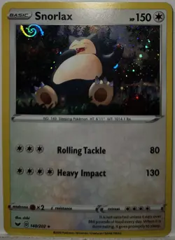 HD Swirl 🌀 Snorlax 140/202 COSMOS HOLO Bleed Error Rare Promo Pokemon TCG - Image 1