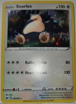 HD Swirl 🌀 Snorlax 140/202 COSMOS HOLO Bleed Error Rare Promo Pokemon TCG - Image 2