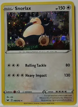 HD Swirl 🌀 Snorlax 140/202 COSMOS HOLO Bleed Error Rare Promo Pokemon TCG - Image 3