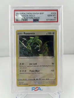 Pokemon PSA 10 GEM MT Rayquaza SWSH029 Holo Promo Triple Blisters Pack #029 - Image 1
