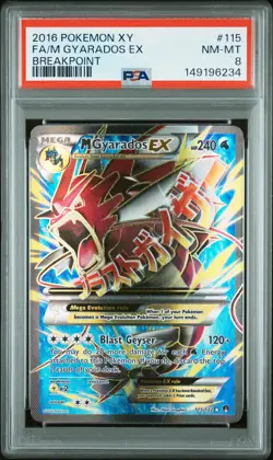 2016 POKEMON XY BREAKPOINT #115 FULL ART/M GYARADOS EX PSA 8 - Image 1