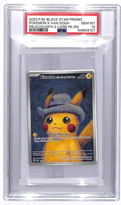 2023 Pokemon Black Star Promo Pikachu Van Gogh Grey Felt Hat PSA 10 - Image 1