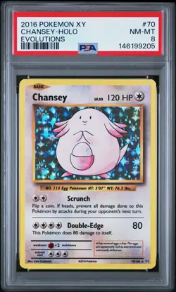 2016 POKEMON XY EVOLUTIONS #70 CHANSEY-HOLO PSA 8 - Image 1