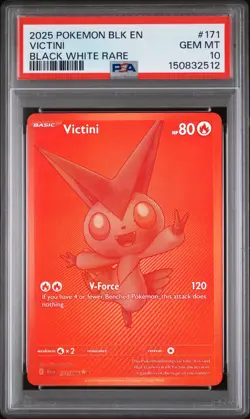 2025 POKEMON BLK EN-BLACK BOLT BLACK WHITE RARE #171 VICTINI PSA 10 - Image 1