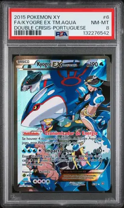2015 POKEMON XY DOUBLE CRISIS PORTUGUESE FULL ART/KYOGRE EX DA EQUIPE AQUA PSA 8 - Image 1