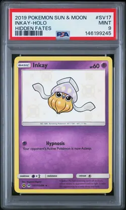 2019 POKEMON SUN & MOON HIDDEN FATES #SV17 INKAY-HOLO PSA 9 - Image 1