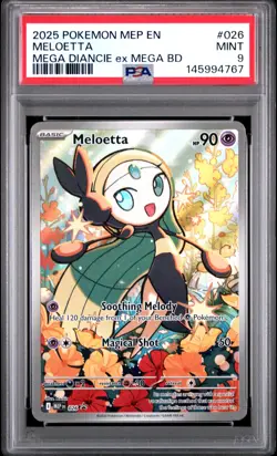 2025 POKEMON MEP MEGA DIANCIE EX MEGA BATTLE DECK #026 MELOETTA PSA 9 - Image 1