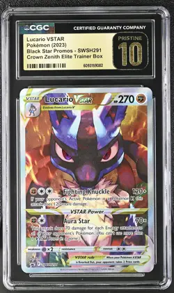 CGC 10 Pristine Lucario Vstar Swsh291 Crown Zenith Elite Trainer Box Pokemon - Image 1