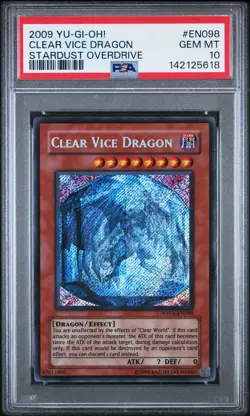 2009 YU-GI-OH! SOVR-STARDUST OVERDRIVE #EN098 CLEAR VICE DRAGON PSA 10 - Image 1