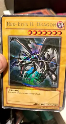 Yu-Gi-Oh! TCG Red-Eyes B. Dragon SDJ-001 Damaged Misprint Error Big Foil Shift - Image 1