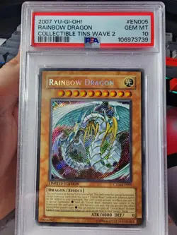 Rainbow Dragon CT04-EN005 - PSA 10 - Secret Rare Tin Promo *Low pop* Yugioh 2007 - Image 1