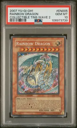 Rainbow Dragon CT04-EN005 - PSA 10 - Secret Rare Tin Promo *Low pop* Yugioh 2007 - Image 2