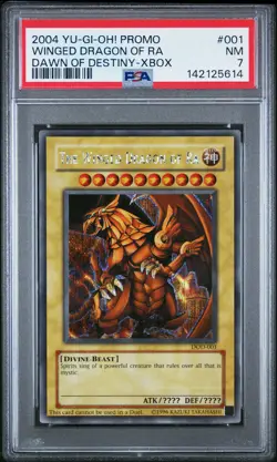 2004 YU-GI-OH! PROMO DAWN OF DESTINY-XBOX #001 THE WINGED DRAGON OF RA PSA 7 - Image 1