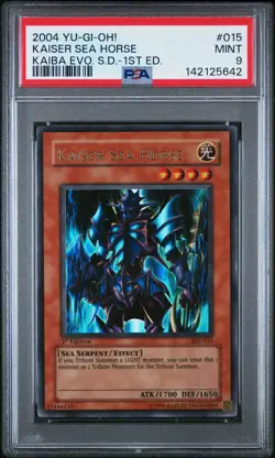 2004 YU-GI-OH! KAIBA EVOLUTION STARTER DECK 1ST ED #015 KAISER SEA HORSE PSA 9 - Image 1
