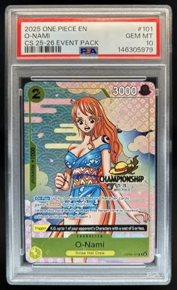 2025One Piece Event Pack Vol.5 O-Nami Promo #OP06-101 PSA 10 GEM MINT - Image 1