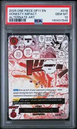 2025 One Piece OP11 En Honesty Impact Alternate Art #018 PSA 10 Gem Mint - Image 1